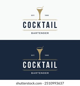 Premium quality cocktail alcohol drink logo in vintage style. Logo for bar, restaurant, pub, business, badge.