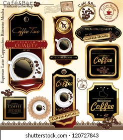 Premium quality coffee house label, vector illustration