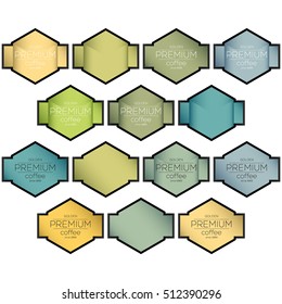 Premium quality coffee label with metallic color shiny look. Stickers with product use.