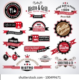 Collection de qualité supérieure de labels Restaurant, bistro et food & co avec différents styles et espace pour le texte.