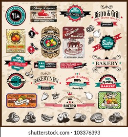 Premium quality collection of Vintage Restaurant, bistro and food & co labels with different styles and space for text.