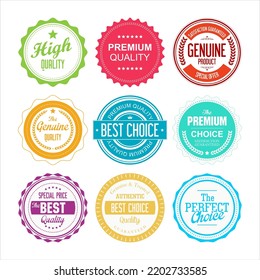 Premium quality colorful  badges flat design retro design vector illustration