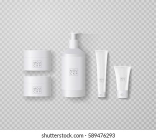 Premium quality Cosmetics Mock-Up on transparent background. Vector Illustration.