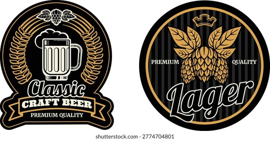 Premium quality craft beer classic lager beer logo design vector illustration