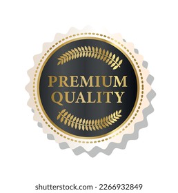 Premium quality dark gold. Evaluation of goods and services, award and achievement, trophy. Template, layout and mock up. Label, badge and emblem. Realistic flat vector illustration