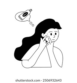 Premium quality drawing illustration of acne