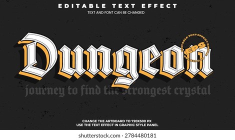Premium quality editable text effect featuring a dark fantasy dungeon theme. Bold typography with rough stone texture, cracked details, and sharp chiseled edges. Perfect for RPG game titles, fantasy book covers, medieval-themed posters, gaming logos, and heavy metal merchandise.