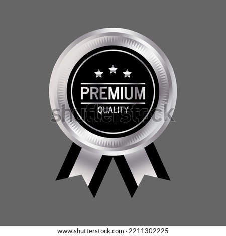 Premium quality emblem badge with silver color and black ribbon
