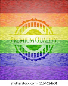 Premium Quality emblem on mosaic background with the colors of the LGBT flag