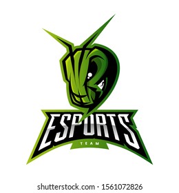 Premium quality esports team mascot grasshopper vector logo isolated emblem. Savage destroyer insect sport logotype label illustration. Amazing gaming warrior hero character t-shirt print design.