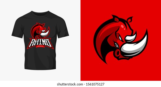 Premium quality esports team mascot rhino vector logo isolated emblem set. Savage wild animal sport logotype label illustration. Amazing gaming warrior hero character t-shirt badge print design bundle