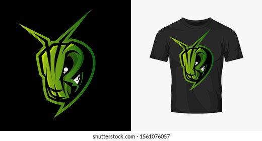 Premium quality esports team mascot grasshopper vector logo isolated emblem set. Savage destroyer insect sport logotype label illustration. Amazing gaming warrior hero character t-shirt print design.