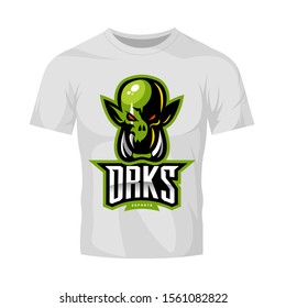 Premium quality esports team mascot ork vector logo isolated emblem. Savage wild destroyer sport logotype label illustration. Amazing gaming warrior hero character t-shirt badge print design.