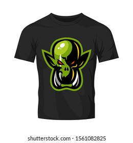 Premium quality esports team mascot ork vector logo isolated emblem. Savage wild destroyer sport logotype label illustration. Amazing gaming warrior hero character t-shirt badge print design.