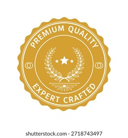 Insignia elaborada por expertos en calidad de Premium, Vector de sello dorado