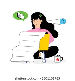 Premium quality flat illustration of making notes