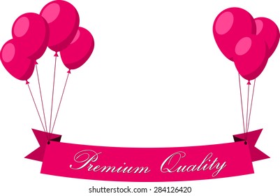 Banda plana de calidad superior con globos rosados. Ilustración vectorial. 