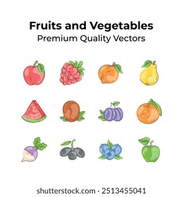 Vetores de frutas e legumes frescos de qualidade superior