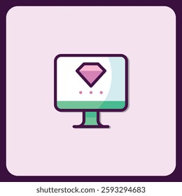 Premium Quality Gemstone Display on Computer Screen Icon