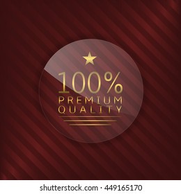 Premium quality glass label. Glass badge with golden text