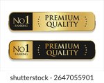Premium Quality Gold Badge – Elegant Black and Gold Label on White Background

