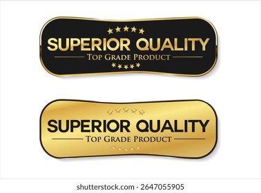 Premium Quality Gold Badge – Elegant Black and Gold Label on White Background

