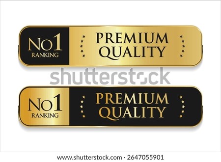 Premium Quality Gold Badge – Elegant Black and Gold Label on White Background

