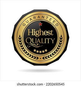 Premium quality gold and black badge retro design vector illustration