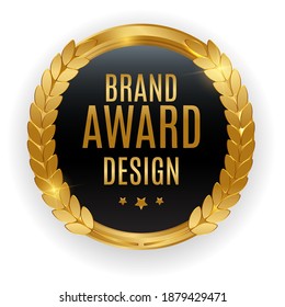 Premium Quality Gold Medal Badge. Label Seal Brand Award Design Isolated on White Background. Vector Illustration