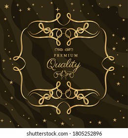 Premium quality with gold ornament frame and stars design of Decorative element theme Vector illustration