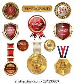 Premium quality gold and red medal collection