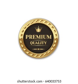 Premium quality golden badge. Vector illustration