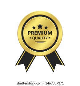 Premium quality golden emblem vector design illustration isolated on white background
