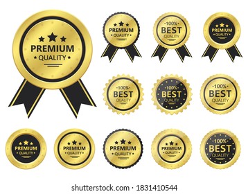 Luxury Premium Golden Badge Labels Collection Stock Vector (Royalty ...