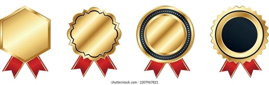 Premium quality golden emblem vector design with ribbon	