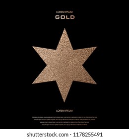 Premium quality golden label. Blush Gold sign. Shiny, luxury badge. Best choice, price. Limited edition. Foil Sale sticker. Logo star shape. Copper design elements. Bronze postal stamp and postmark.