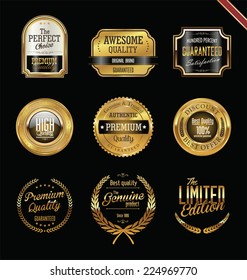 Premium quality golden labels and badges