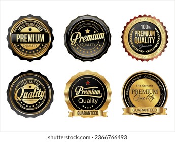 Calidad premium Etiquetas doradas colección vectorial de diseño retro