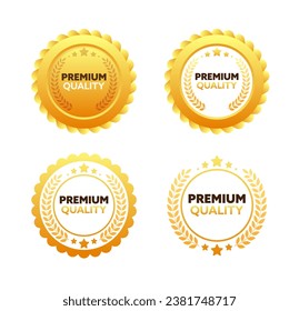 Premium quality Golden Medal. Quality Badges. Vector stock illustration