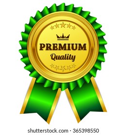 Premium Quality Green Seal, Label Vector Icon