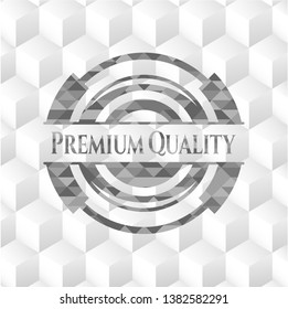 Premium Quality grey emblem. Retro with geometric cube white background