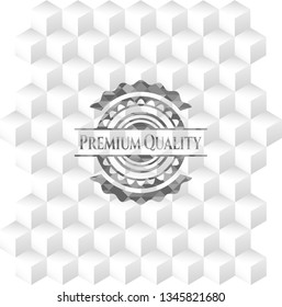 Premium Quality grey emblem. Vintage with geometric cube white background