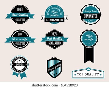 Premium Quality and Guarantee Badges with retro vintage style