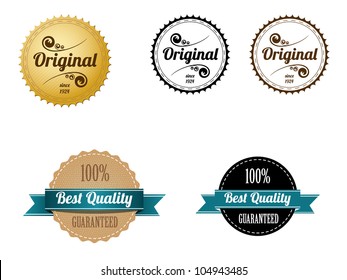 Premium Quality and Guarantee Badges with retro vintage style