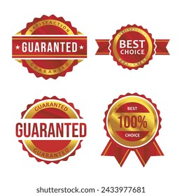 Premium quality, guarantee certificate, best choice and best price, 3d stamps, gold badges and labels, silver and shiny premium badges, vector design template