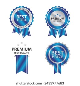 Premium quality, guarantee certificate, best choice and best price, 3d stamps, gold badges and labels, silver and shiny premium badges, vector design template