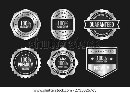 Premium Quality Guarantee Label and Badge Set, 100% Guaranteed with Money Back Assurance Design