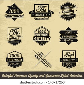 Premium Quality and Guarantee Label Collection in Retro Style