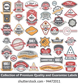 Premium quality and guarantee label collection