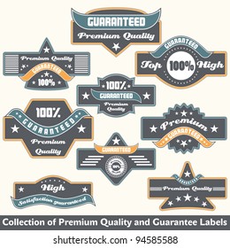 Premium quality and guarantee label collection